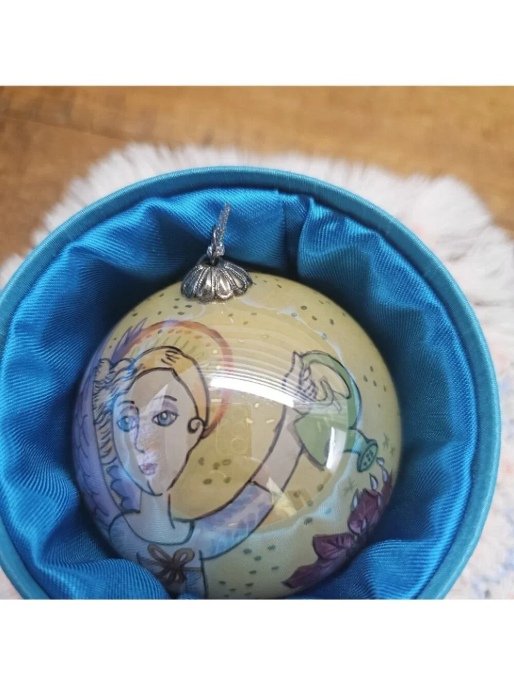 Pier One Li Bien 2006 Angel Christmas Ornament Hand Painted Blown 3